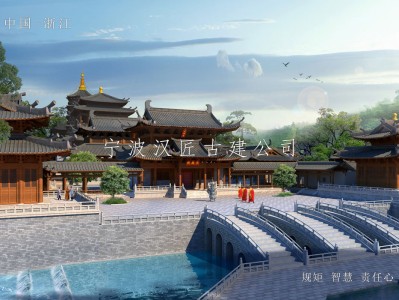 寺院重建规划设计方案鸟瞰图—积福禅寺